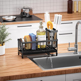 Load image into Gallery viewer, Cisily Sponge Holder for Kitchen Sink, Sink Caddy Organizer with High Brush Holder, Kitchen Countertop Organizers and Storage Essentials, Rustproof 304 Stainless Steel (Black, 9.25″)